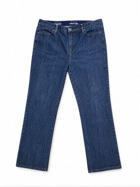 Nine & Company Dark Wash Straight Leg Jeans Elastic Waist Back Flap Pockets